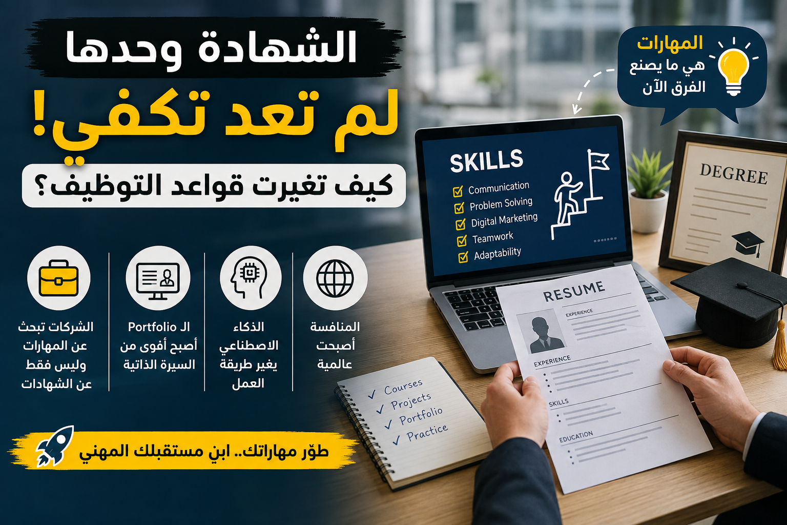 💼 الشهادة وحدها لم تعد تكفي.. كيف تغيّرت قواعد التوظيف؟