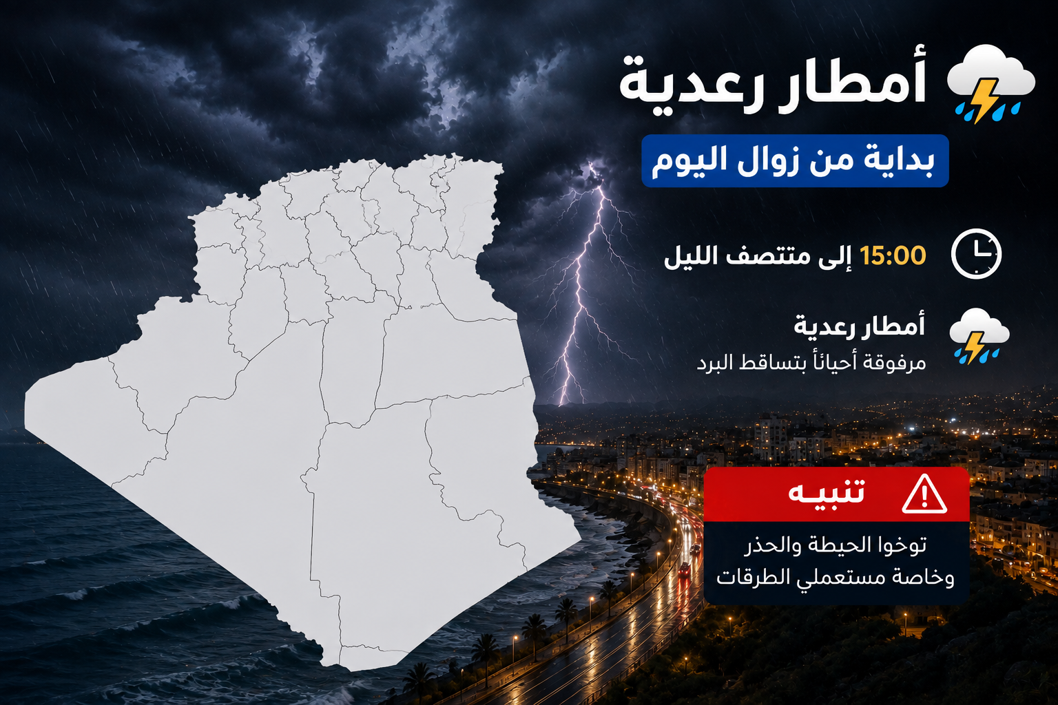 أمطار رعدية وبَرَد على عدة ولايات اليوم..