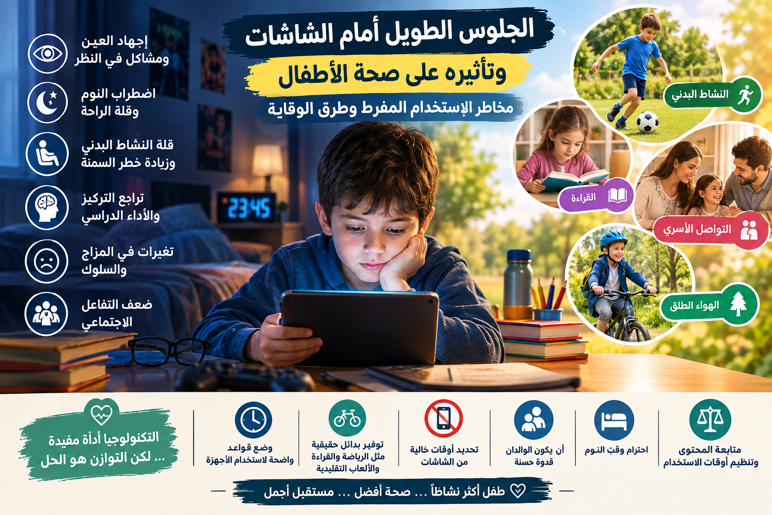 الجلوس الطويل أمام الشاشات وتأثيره على صحة الأطفال.. مخاطر الاستخدام المفرط وطرق الوقاية